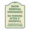 Signmission Snow Removal Ordinance No Parking After 2 Snowfall Heavy-Gauge Alum Sign, 24" x 18", TG-1824-22886 A-DES-TG-1824-22886 - alternate 1